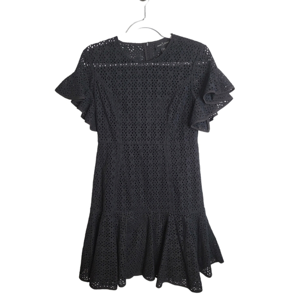 Needle & Thread Black Ruffle Eyelet Dress Broderie Size US 6 Spring Summer - Picture 1 of 12
